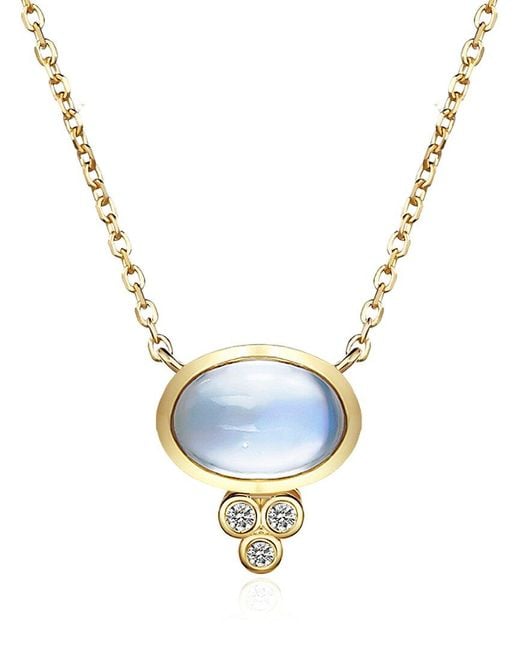 Kai Fine Jewelry Blue 14K 0.94 Ct. Tw. Diamond & Moonstone Necklace