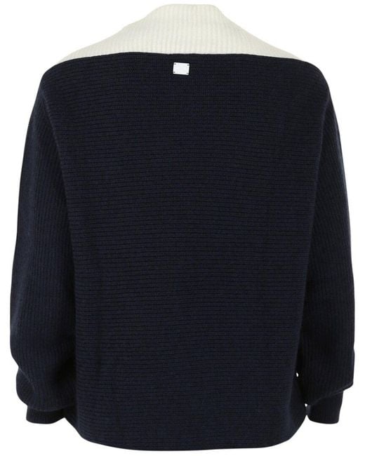 Ferragamo Blue Two-Tone Knit Sweater for men