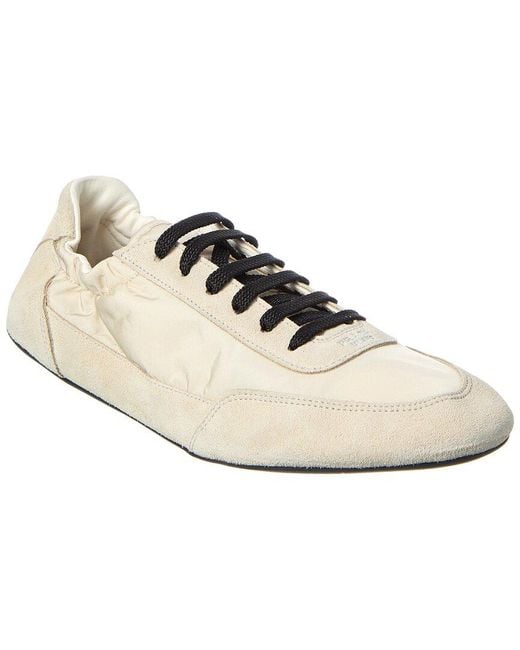 Prada White Collapse Re-Nylon & Suede Sneaker