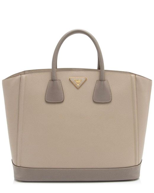 Prada Natural Leather Lux Open Shopping Tote (Authentic Pre-Owned)