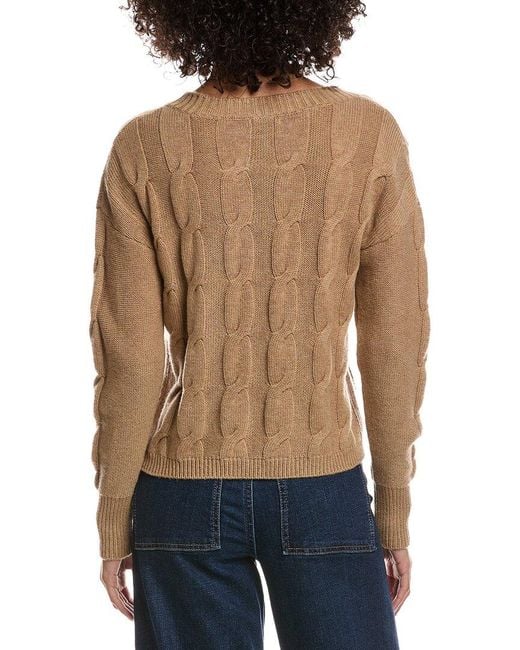 Forte Blue Crop Cable Wool & Cashmere-Blend Sweater