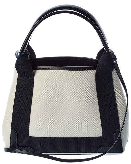 Balenciaga Navy Cabas Xs Canvas & Leather Tote in Black | Lyst