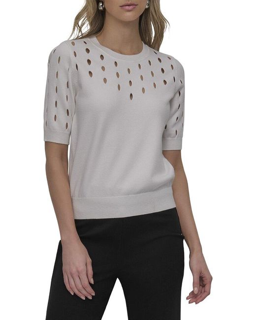 DKNY Gray Cutout Detail Sweater