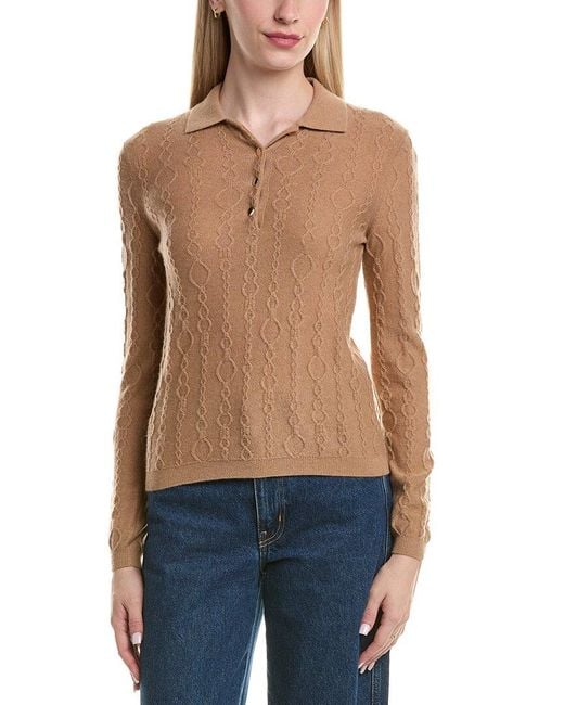 Bruno Magli Blue Modern Cable Wool & Cashmere-Blend Polo Sweater
