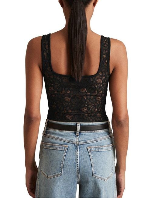 Reiss Black Tia Lace Bodysuit