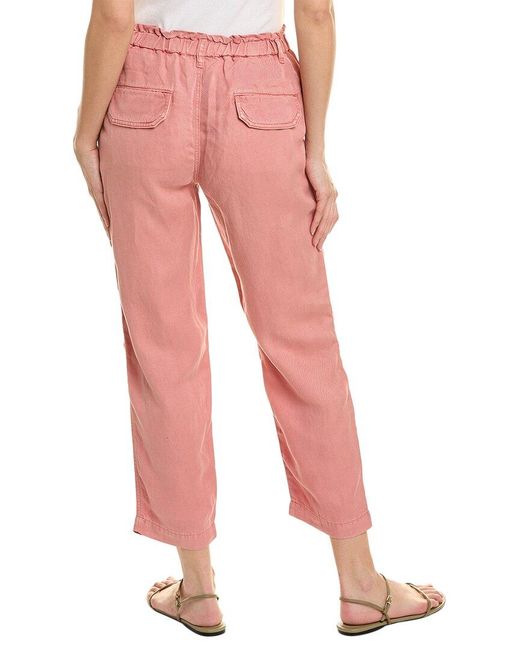 Bella Dahl Pink Clover Linen-blend Crop Pant