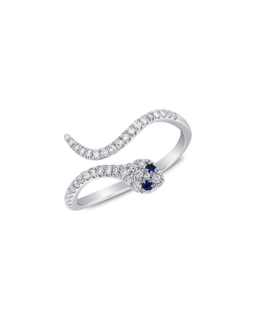 Sabrina Designs White 14k 0.23 Ct. Tw. Diamond & Sapphire Snake Ring