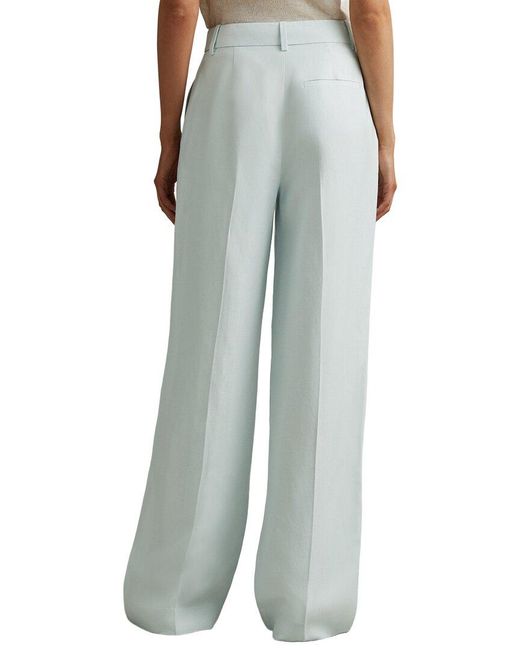 Reiss Gray Lori Wide Leg Linen-Blend Trouser