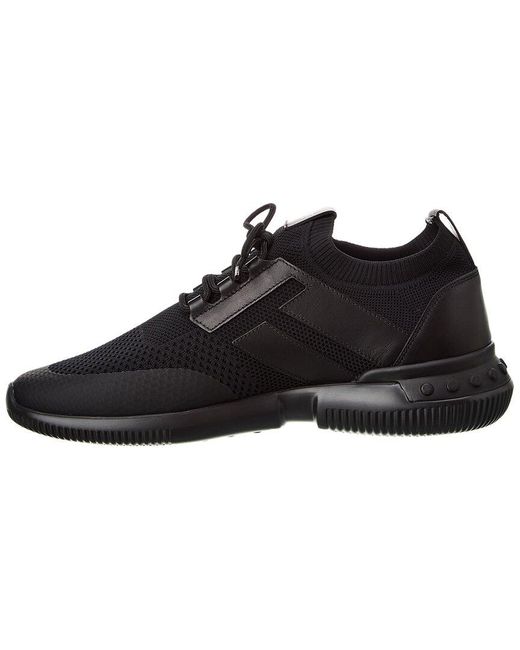Tod's Black Sportivo Light Knit & Leather Sneaker for men