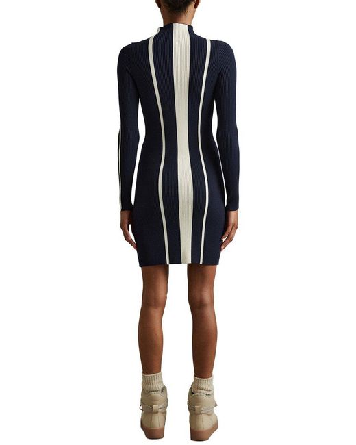 Reiss Blue Kelli Stripe Ribbed Knit Dress