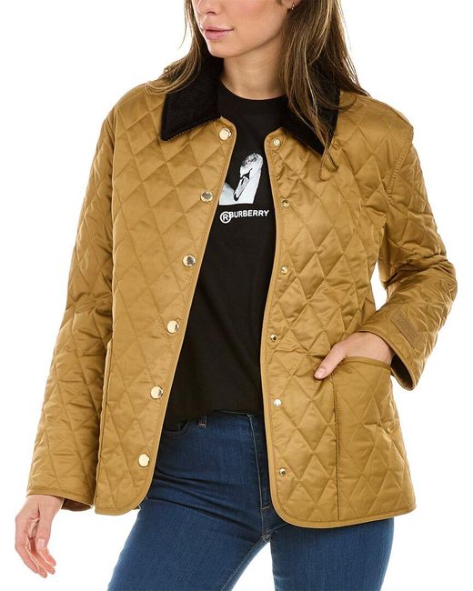 Burberry Corduroy Collar Diamond Quilted Jacket in Brown | Lyst Australia