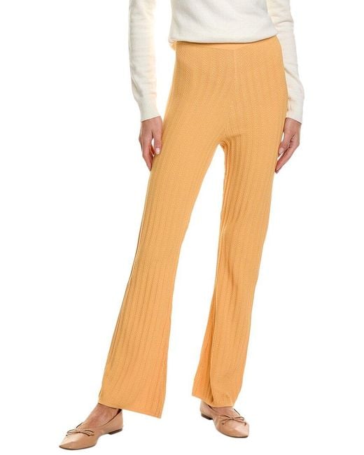 Sandro Orange Ribbed Viscose-Blend Pants