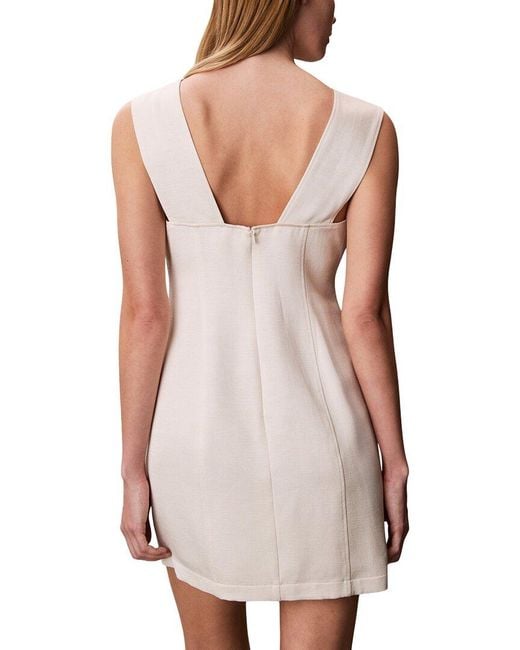 Calvin Klein White Heavy Textured Shine Mini Dress