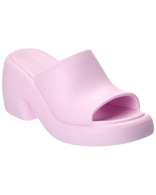 Ferragamo Pink Deva Rubber Platform Mule