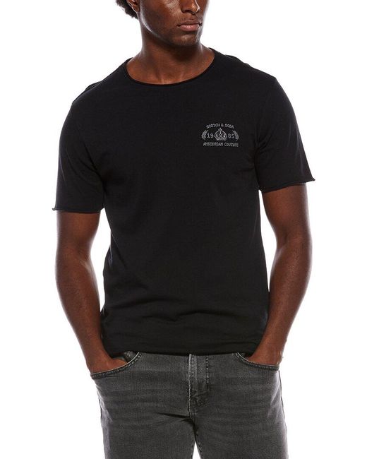 Scotch & Soda Black Roll Neck T-Shirt for men