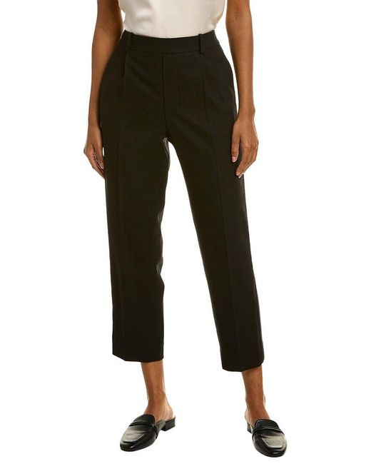 Vince Black Flannel High Waisted Wool-blend Pant