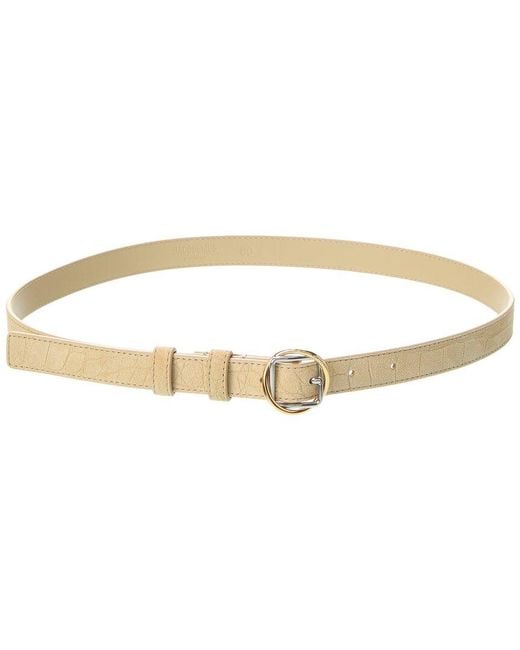 Jacquemus White Salon Thin Croc-Embossed Suede Belt