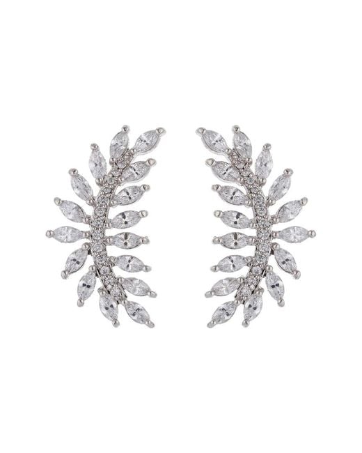 Eye Candy LA White Luxe Collection Cz Leaf Earrings