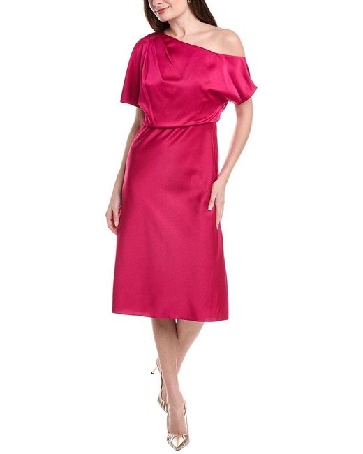 Aidan Mattox Red Crepe Back Satin Midi Dress