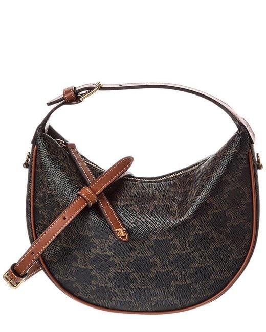 Céline Black Teen Lulu Triomphe Canvas & Leather Hobo Bag