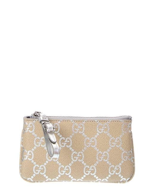 Gucci Natural Gg Emblem Leather Card Case