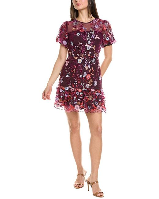 MILLY Red Yasmin Tropical Garden Mini Dress