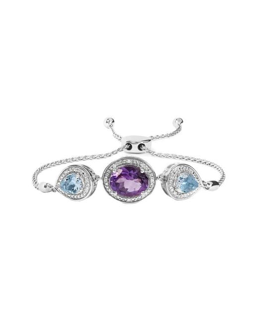 Haus of Brilliance White Colorful Gemstones 2.45 Ct. Tw. Diamond & Amethyst Link Bracelet