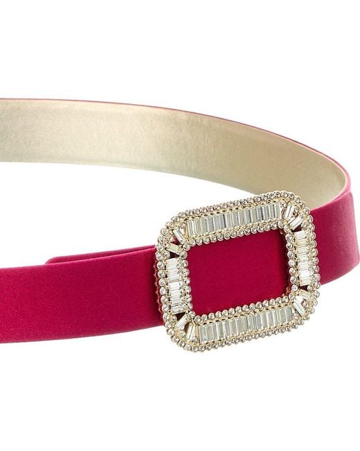Roger Vivier Red Centure Pilgrim Satin & Leather Belt