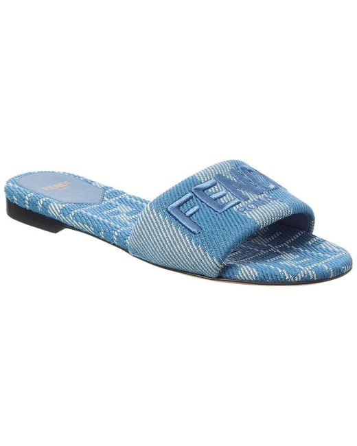 Fendi Blue Signature Jacquard Sandal