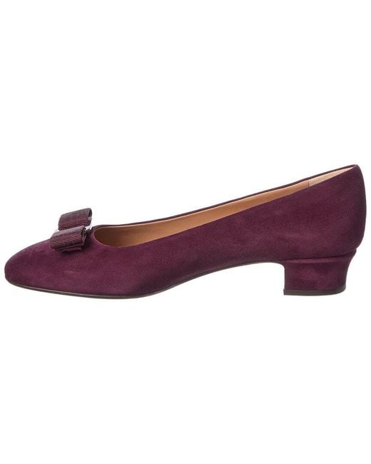 Ferragamo Purple Vara Bow Suede Flat