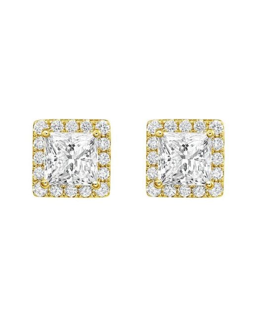 Diana M Metallic 14K 10.00 Ct. Tw. Lab-Grown Diamond Halo Earrings