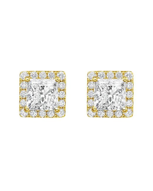 Diana M Metallic 14K 12.00 Ct. Tw. Lab-Grown Diamond Halo Earrings