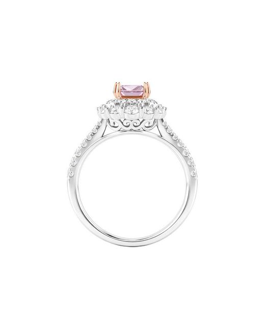 Lab Grown Diamonds Pink 14K 2.00 Ct. Tw. Lab-Grown Diamond Halo Engagement Ring