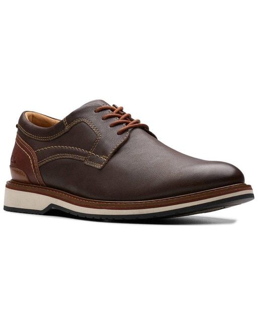 Clarks Brown Monahan Plain Leather Shoe for men
