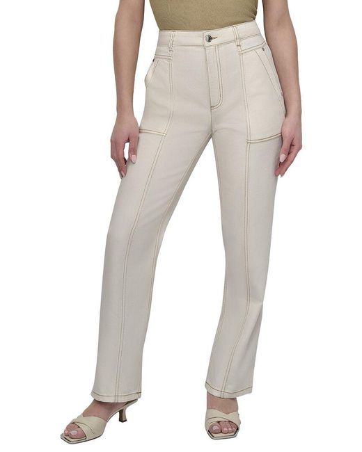 DKNY White Contrast Stitch Pant