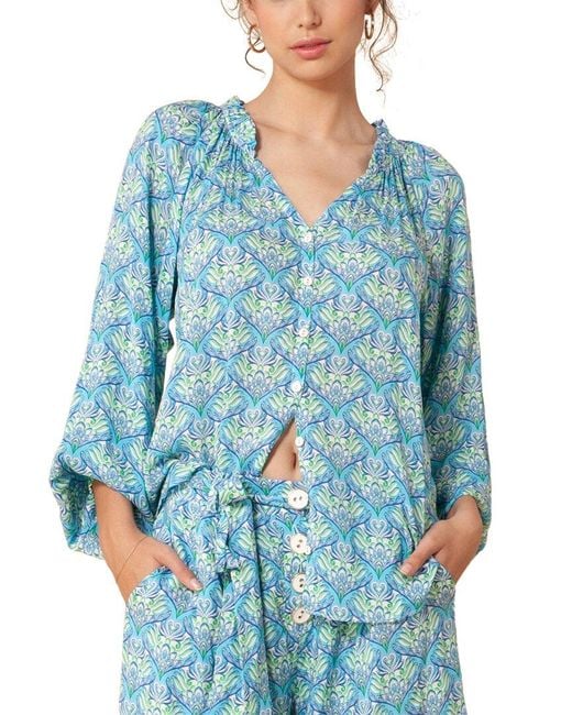 Hale Bob Blue Printed Top