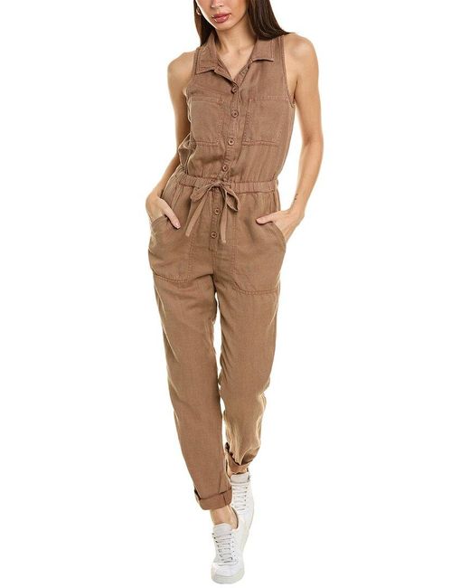 Bella Dahl Brown Sierra Linen-blend Jumpsuit