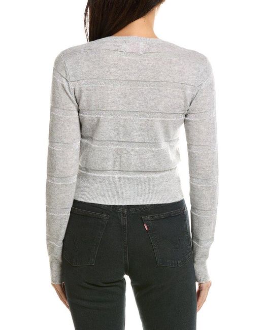 Brodie Cashmere Gray Simone Stripe Cashmere-Blend Cashmere Cardigan