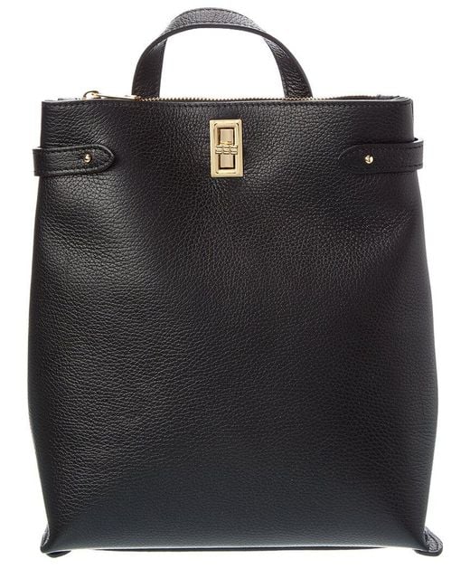 Italian Leather Black Backpack