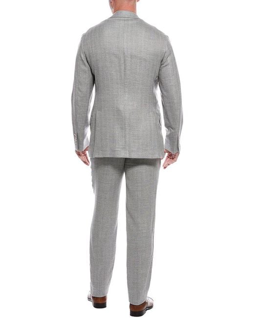 Brunello Cucinelli Gray 2pc Wool & Linen-blend Suit for men