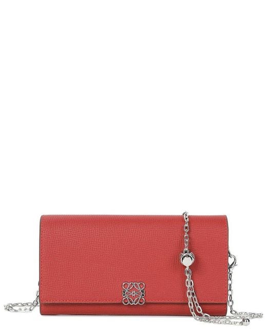 Tiffany & Fred Paris Red Saffiano Leather Crossbody Wallet/Clutch