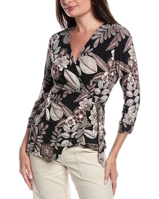 Jones New York Gray Wrap Top