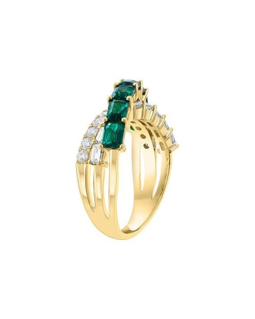 Effy Fine Jewelry Green 14K 2.30 Ct. Tw. Lab-Grown Diamond & Lab-Grown Emerald Ring