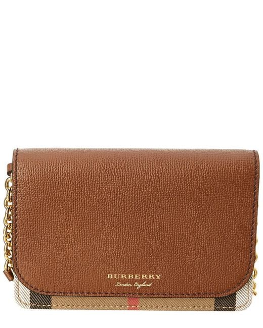 Burberry Hampshire House Check & Leather Wallet in Brown | Lyst