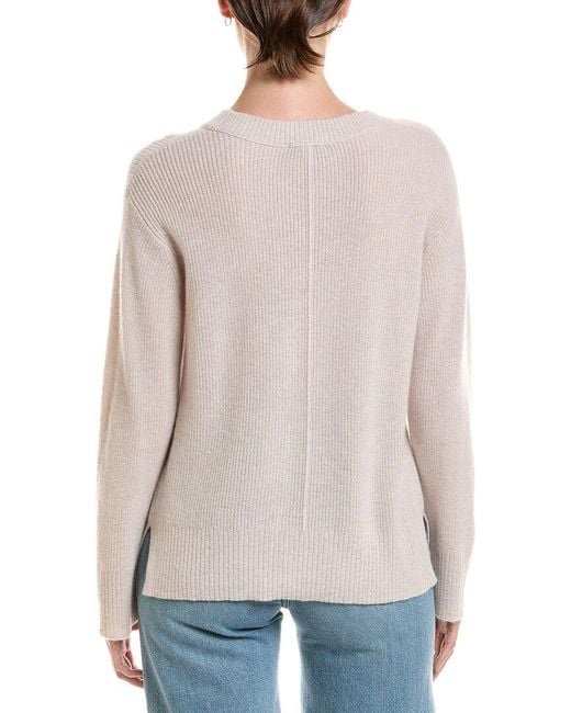 Forte White Rib Easy Crewneck Cashmere Sweater