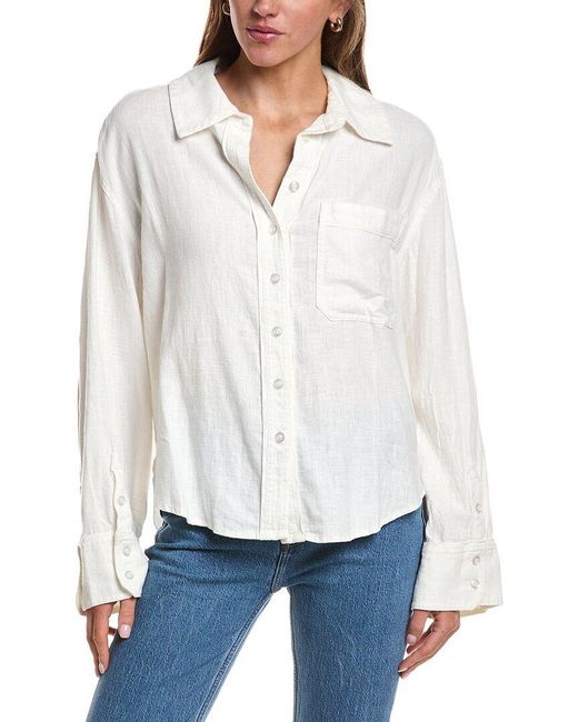 Free People White Laurel Linen-Blend Shirt