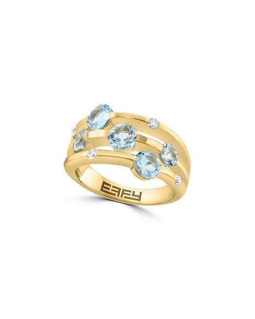 Effy Fine Jewelry Metallic 14K 1.83 Ct. Tw. Diamond & Aquamarine Ring