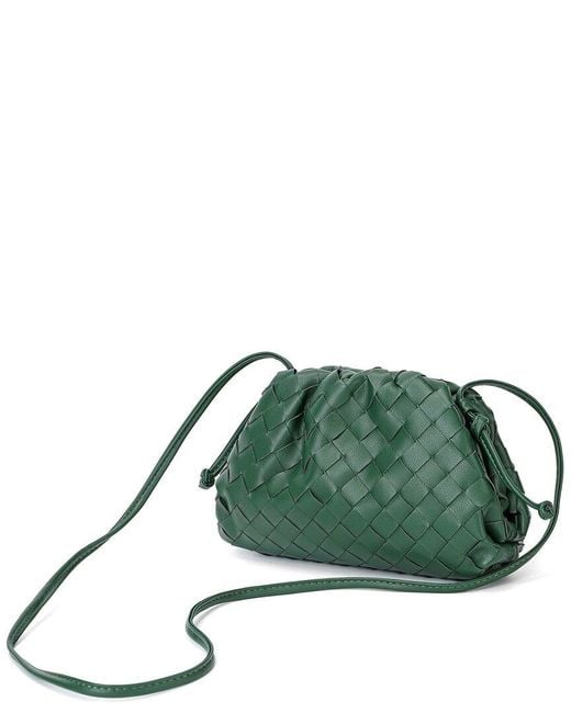 Tiffany & Fred Paris Green Hand-woven Leather Crossbody