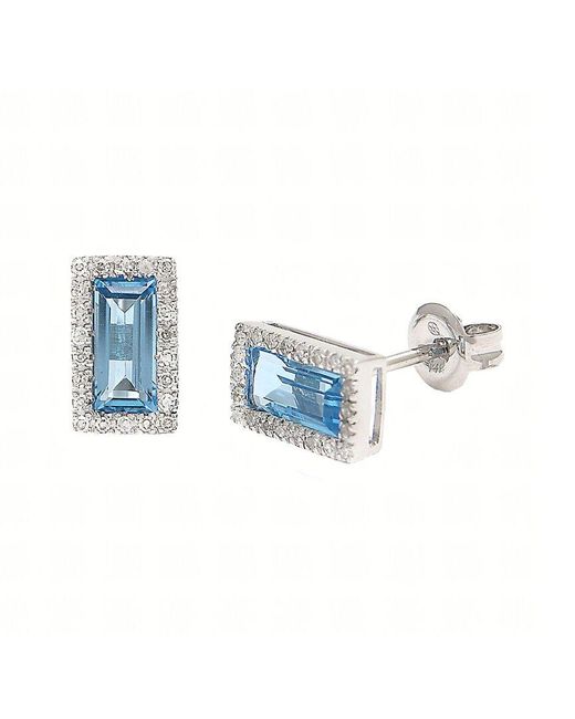 Gemstones Blue 1.33 Ct. Tw. Diamond & Topaz 14K Earrings