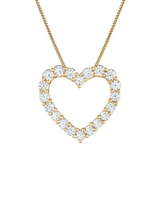 Lab Grown Diamonds Metallic 14K 2.00 Ct. Tw. Lab-Grown Diamond Heart Pendant